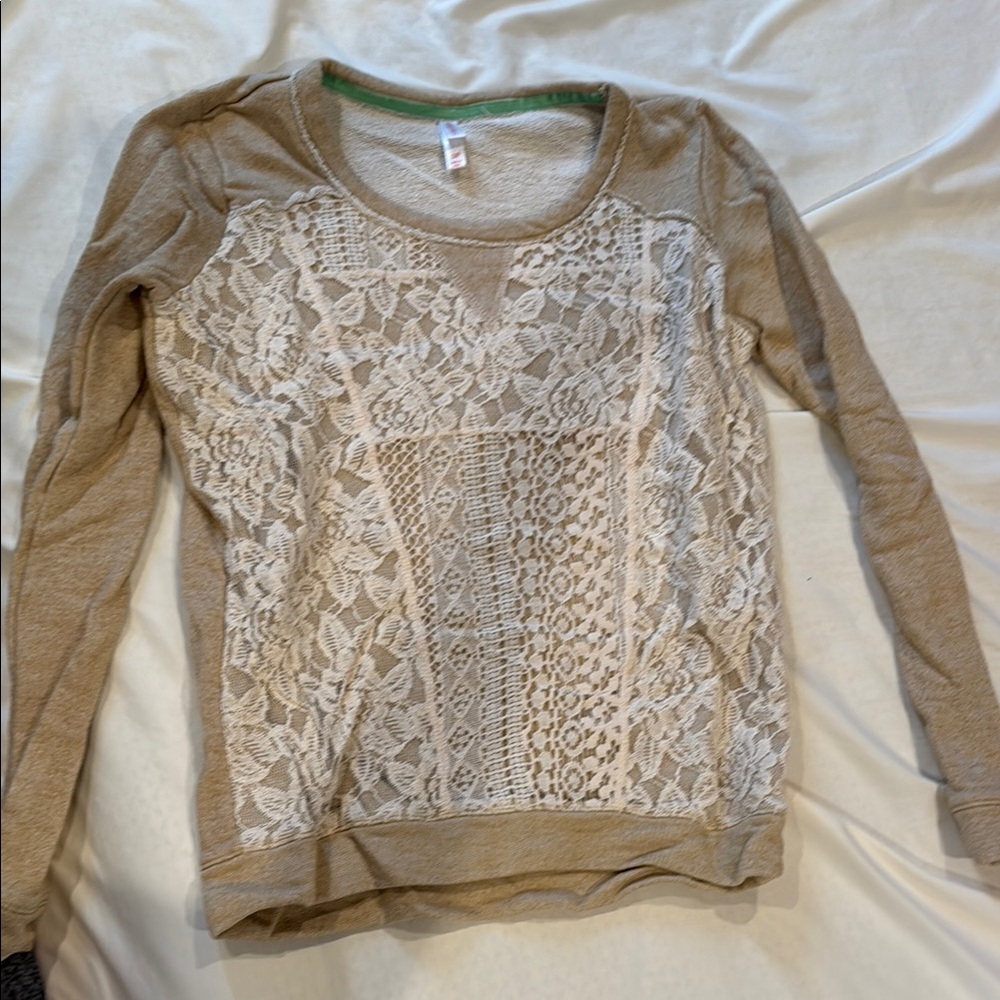 Women's Beige Lace Top